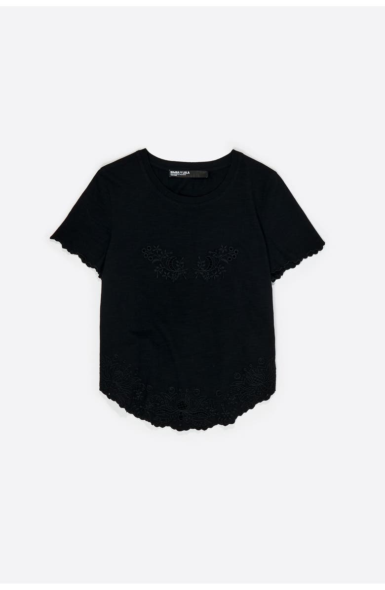 Bimba y Lola Embroidered T-Shirt, Main, color, Black