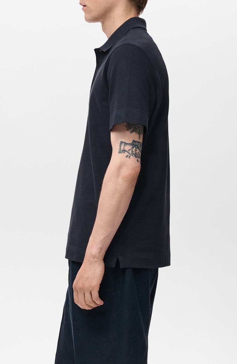MANGO Fine Rib-Knit Polo, Alternate, color, Navy