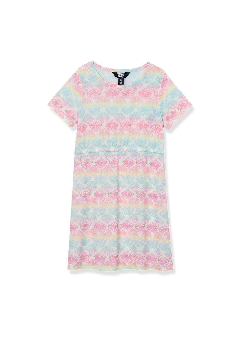 Girls Short Sleeve Mesh Cover Up, Main, color, Pastel Shells