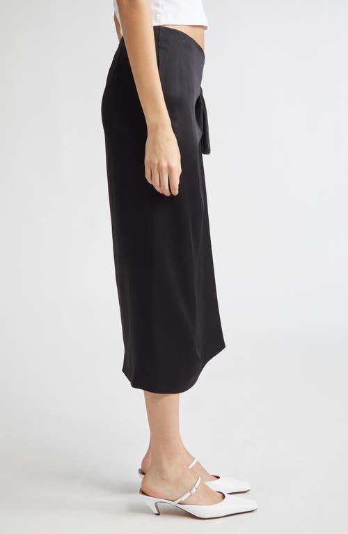 Stella Mccartney Satin Gathered Midi Skirt In Black