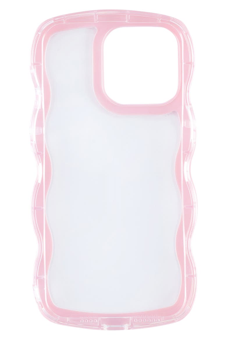 Pink Wavy Bumper iPhone 14 Pro Max Case, Alternate, color, BABY PINK