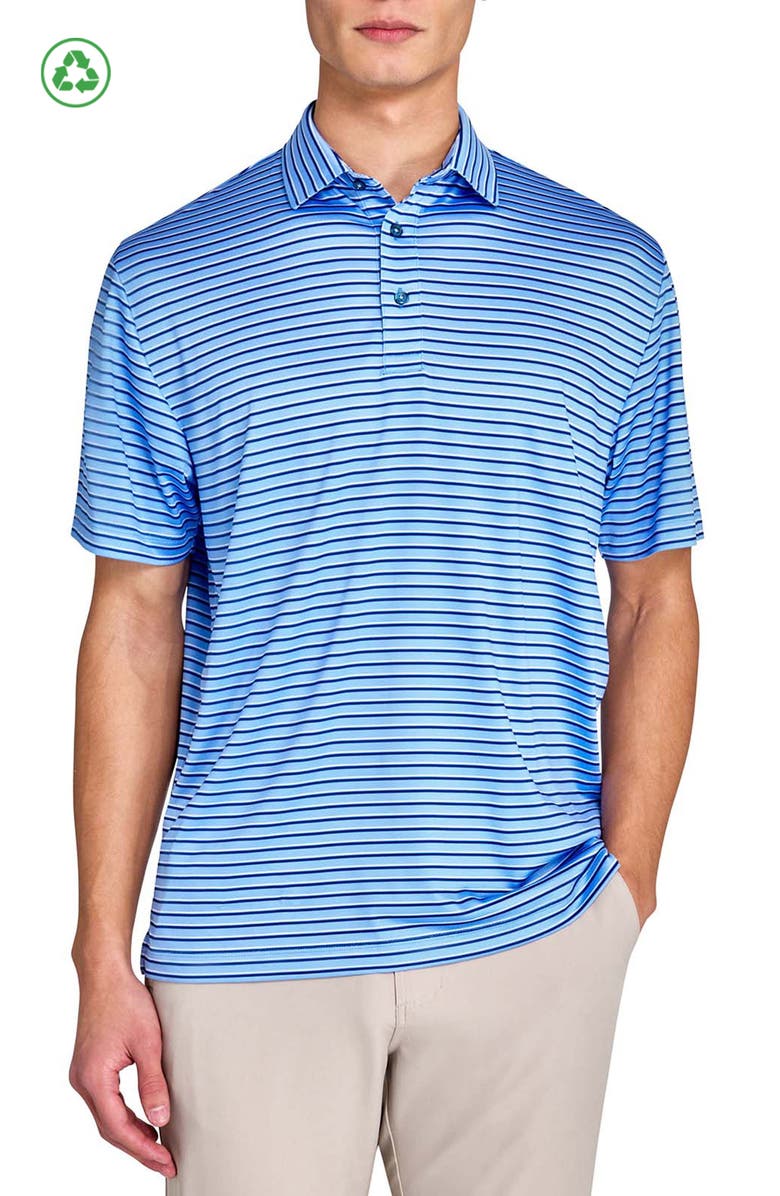 CONSTRUCT Regular Fit Stripes Recycled Performance Golf Polo, Main, color, Lt Blue