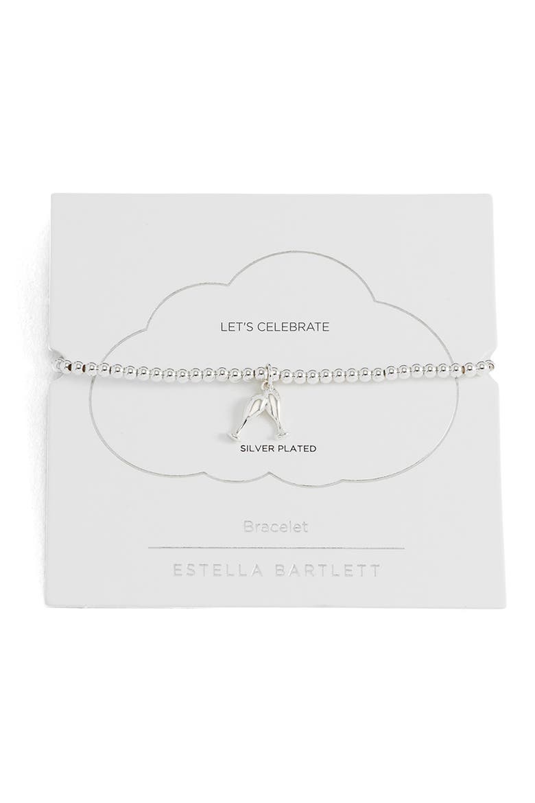 Sienna Champagne Beaded Stretch Bracelet, Main, color, SILVER