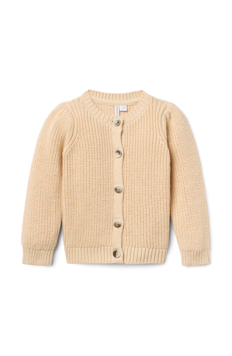 Janie and Jack The Classic Ribbed Cardigan, Main, color, Beige