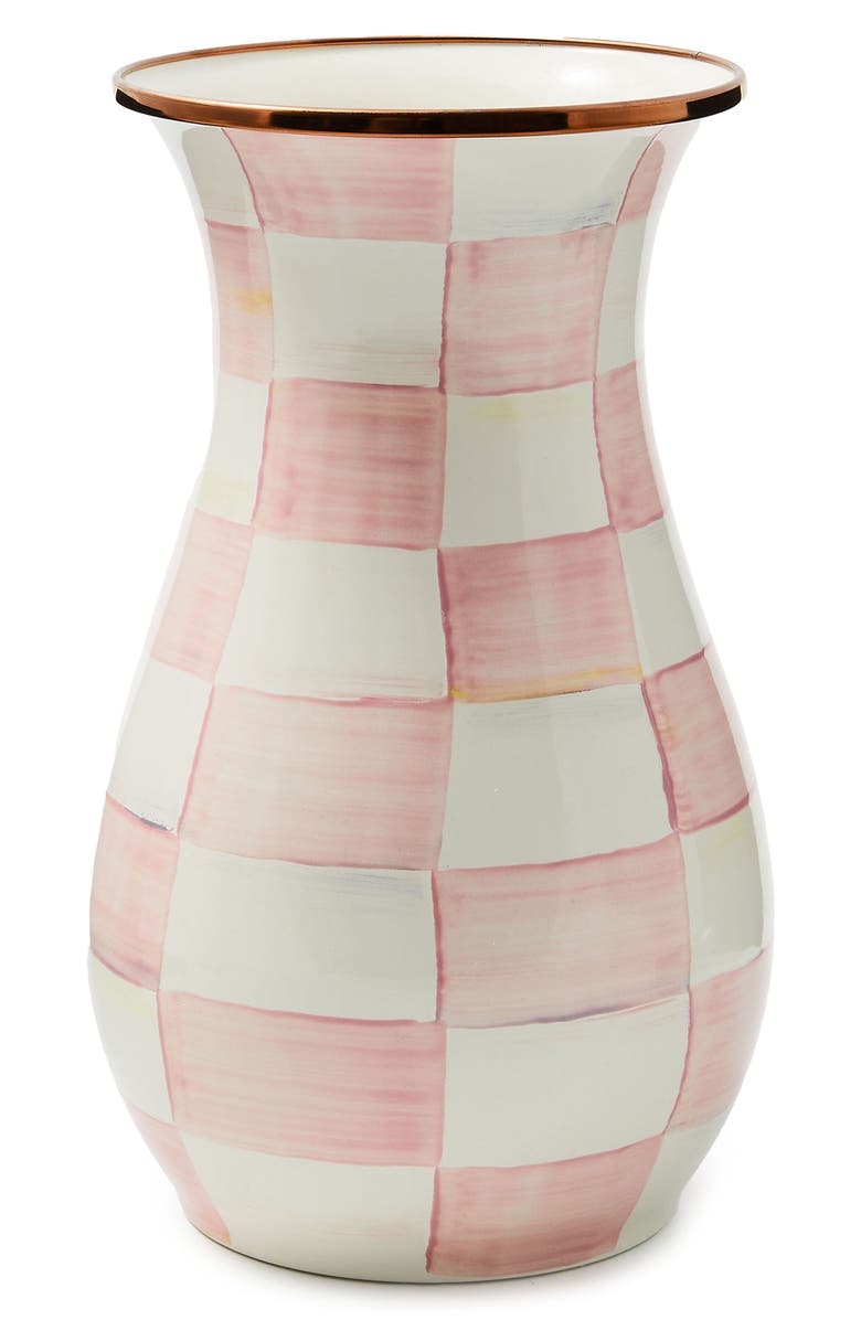 MACKENZIE CHILDS Rosy Check Tall Vase, Main, color, Rosy