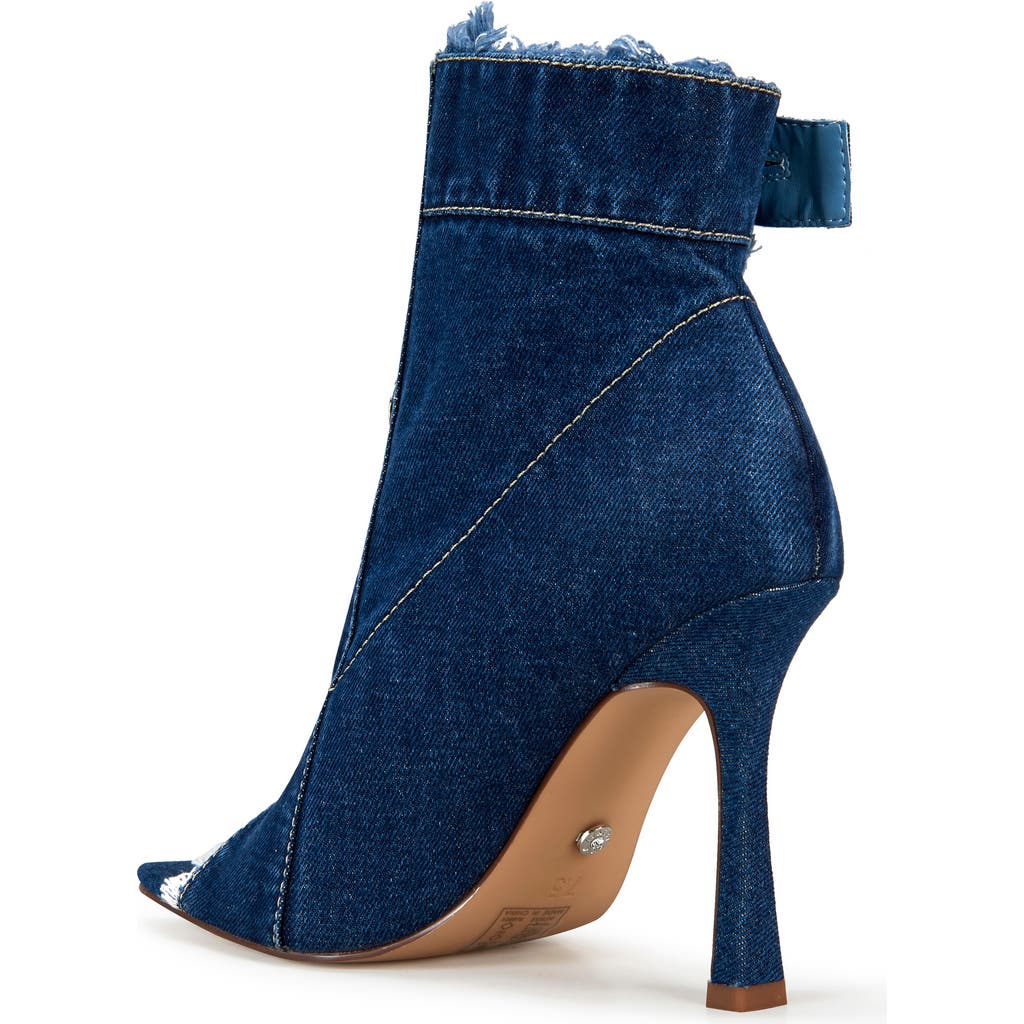 Azalea Wang Tandy Peep Toe Bootie In Denim