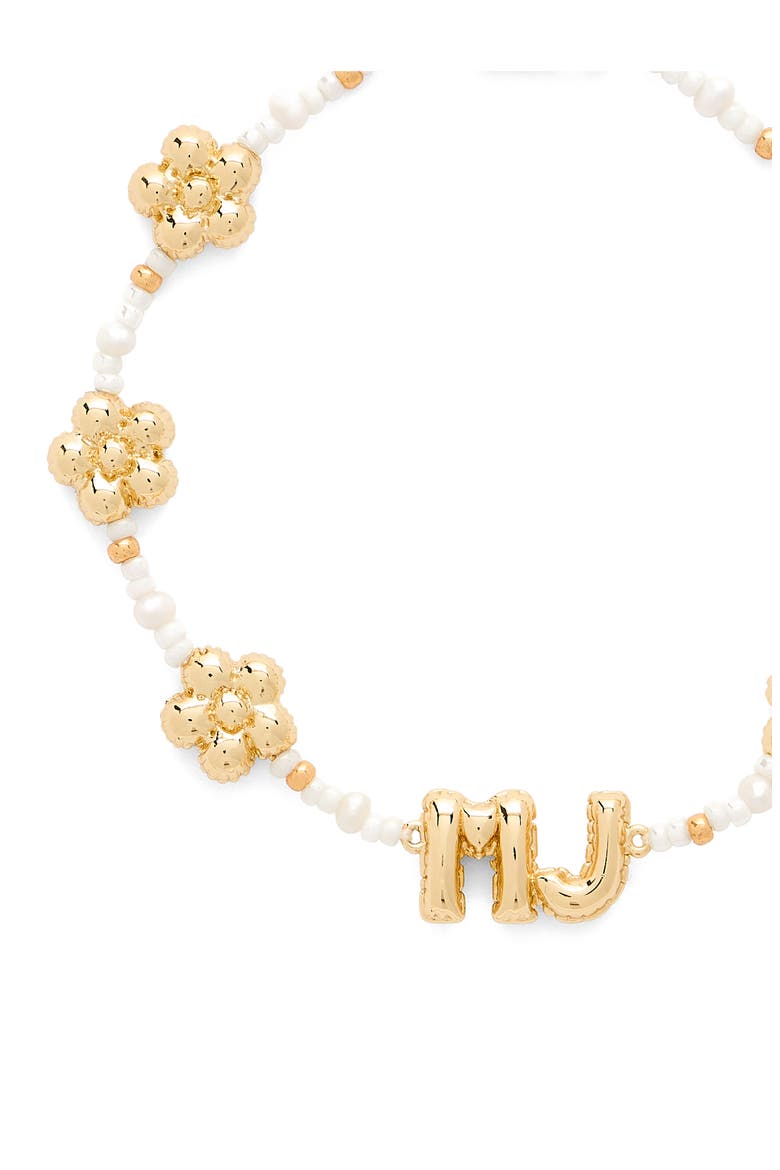 MJ Balloon Bead & Freshwater Pearl Bracelet, Alternate, color, GOLD/ CREAM
