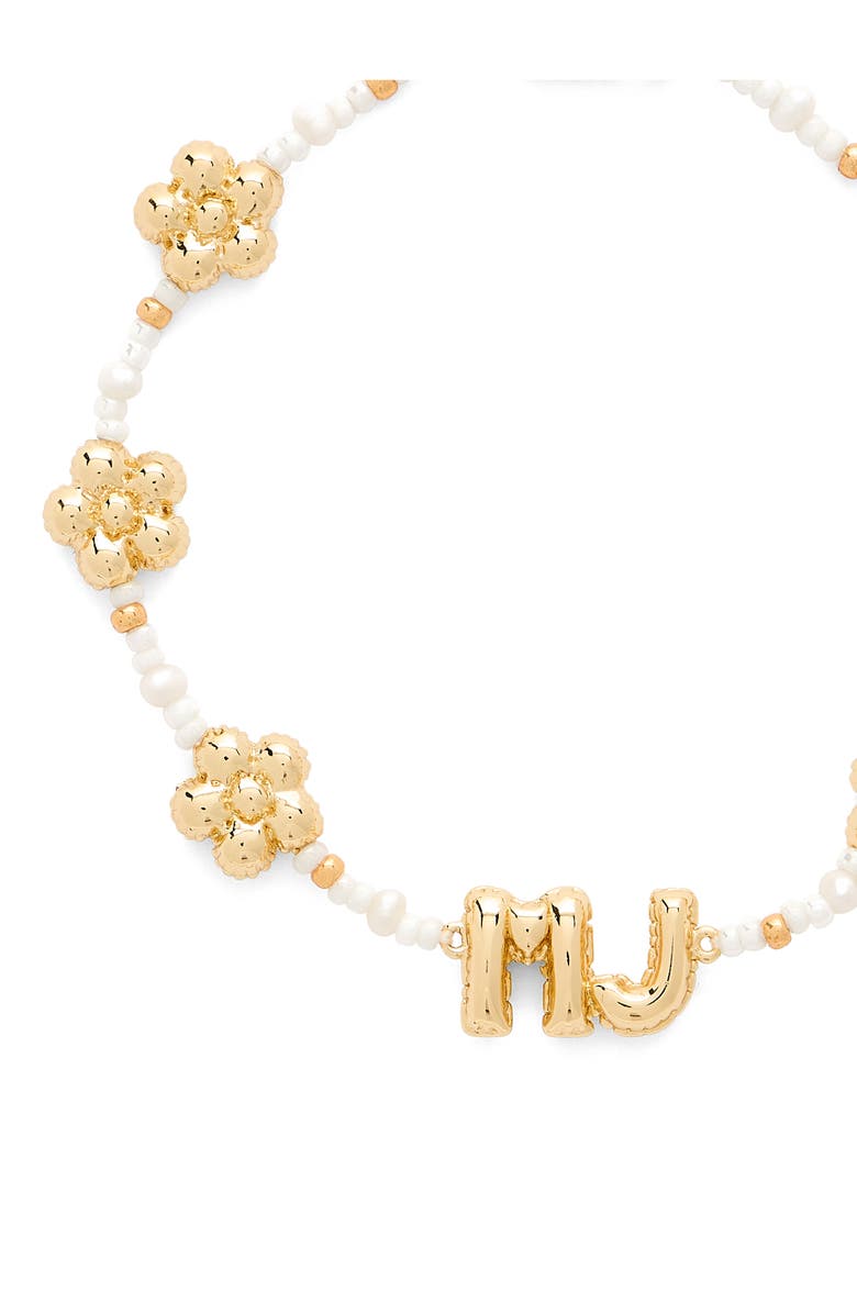 Marc Jacobs MJ Balloon Bead & Freshwater Pearl Bracelet, Alternate, color, Gold/ Cream