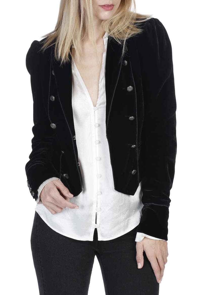 Maribel Velvet Jacket, Main, color, BLACK