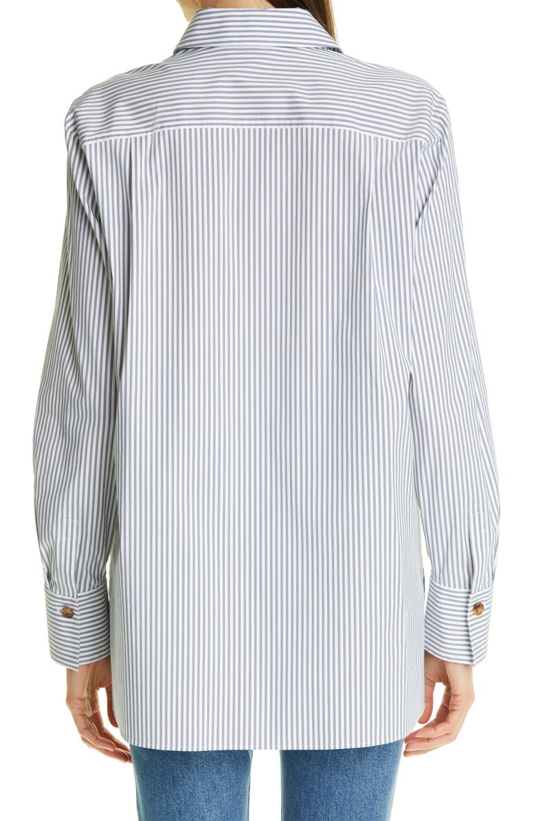 Lafayette 148 New York Ruxton Stripe Cotton Blend Shirt, Alternate, color,