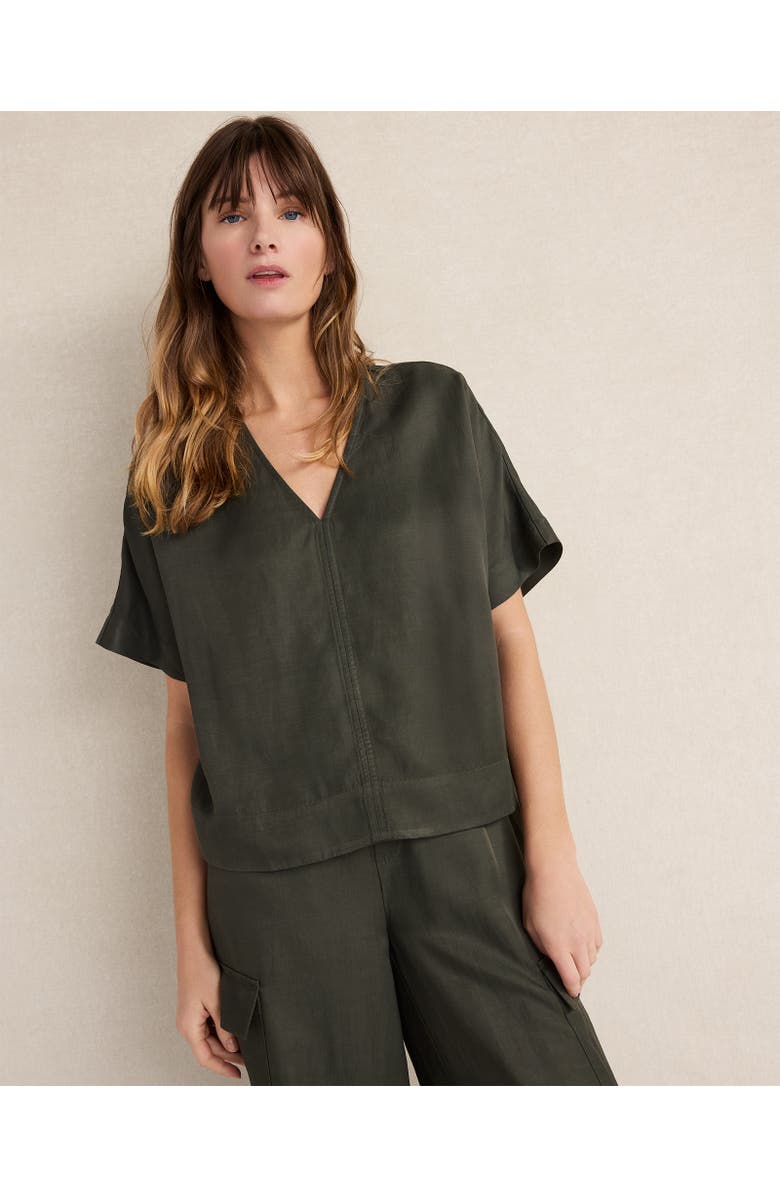 Haven Well Within Viscose Linen V-Neck Top, Main, color, Cypress