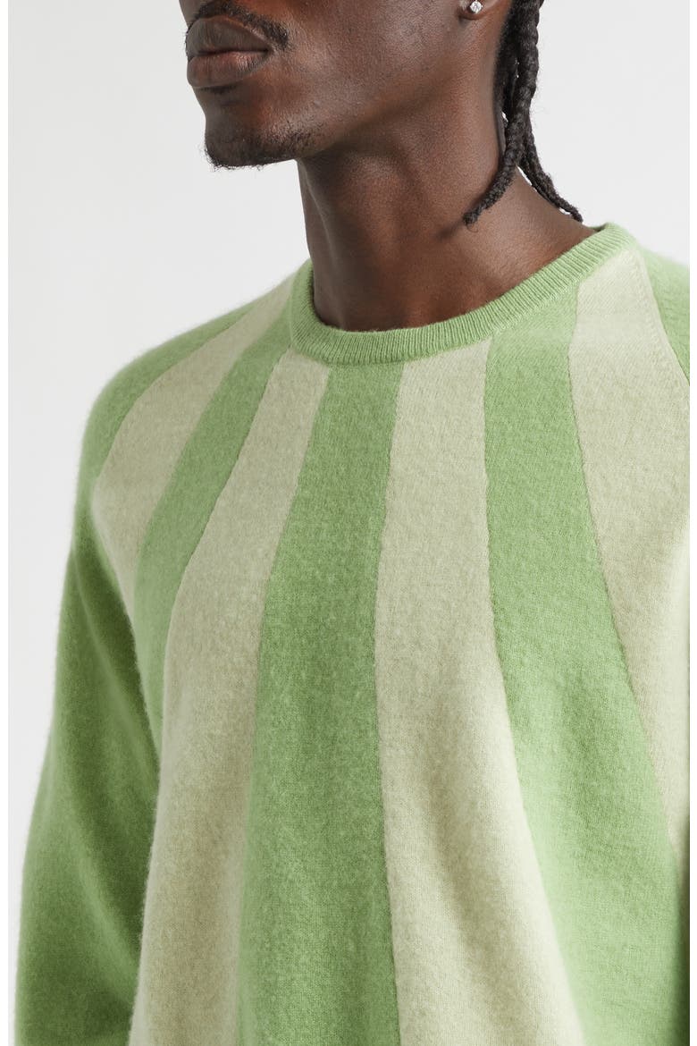 Mini Sunray Stripe Cashmere Crewneck Sweater, Alternate, color, GREEN/ PASTEL GREEN