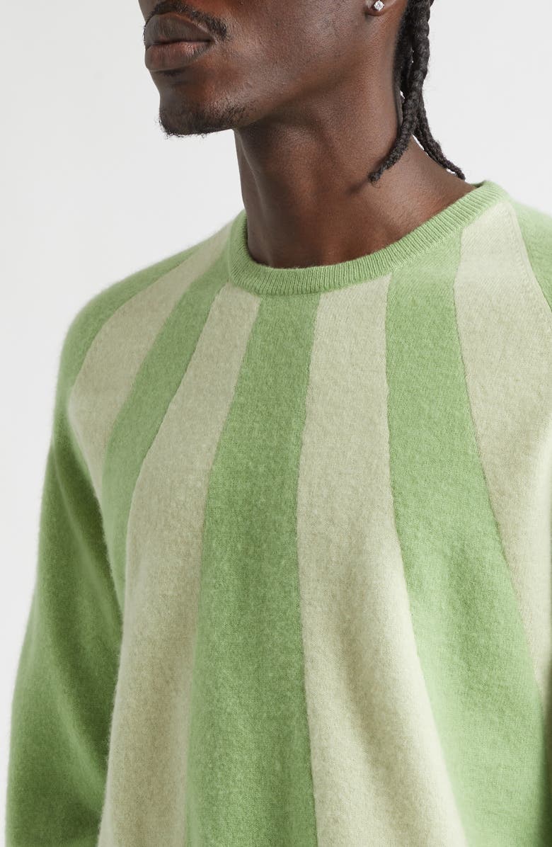 FRENCKENBERGER Mini Sunray Stripe Cashmere Crewneck Sweater, Alternate, color, Green/ Pastel Green