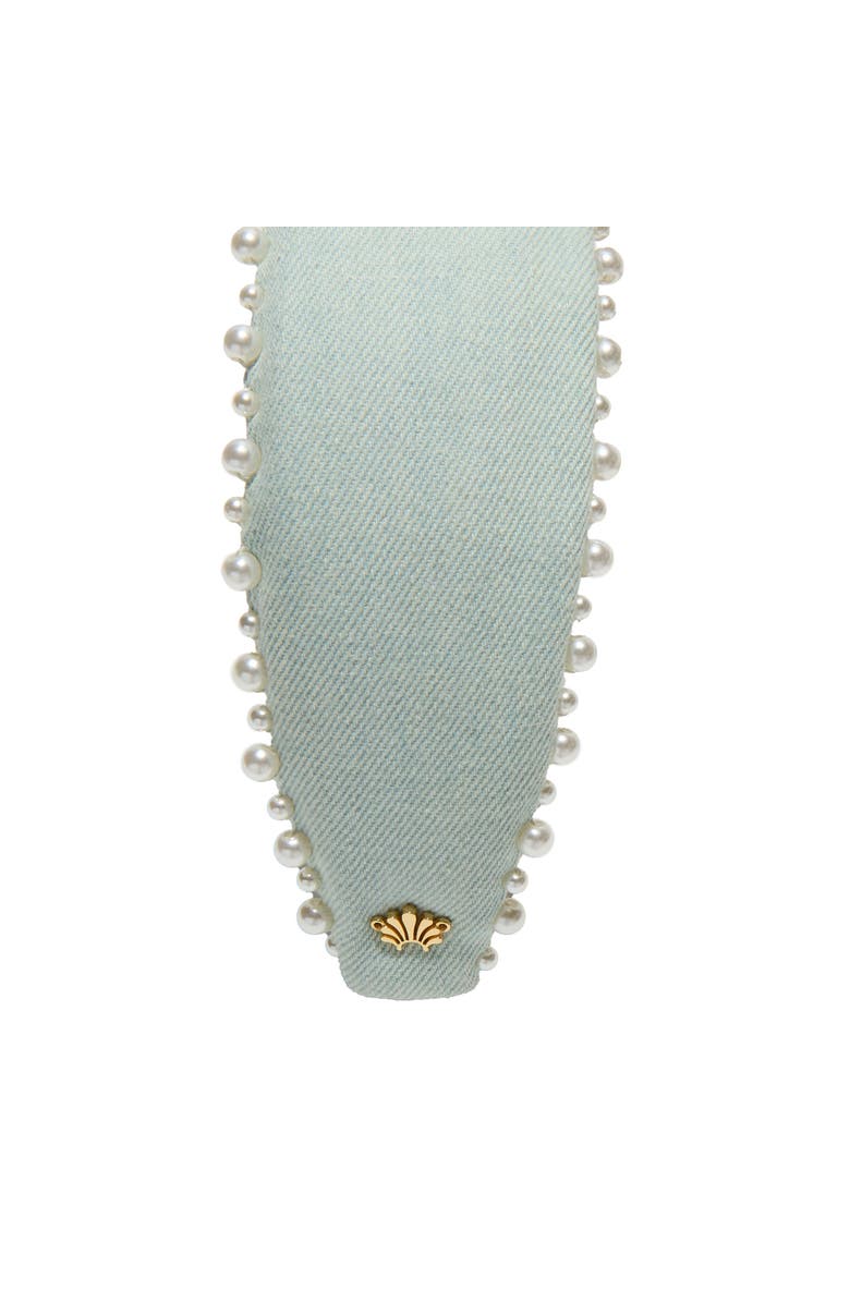 Lele Sadoughi Knotted Pearl Edge Headband, Alternate, color, Blue