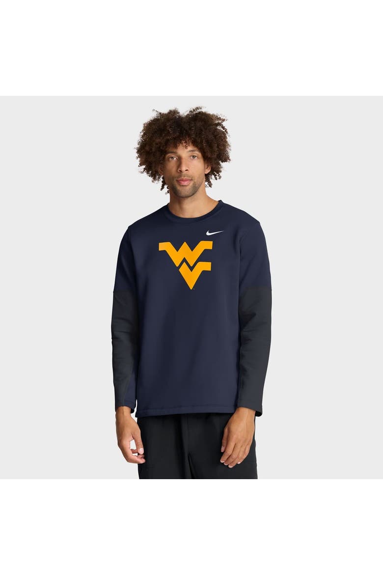 Men's Nike Navy West Virginia Mountaineers 2025 Sideline Coach Performance Long Sleeve T-Shirt, Main, color, Navy