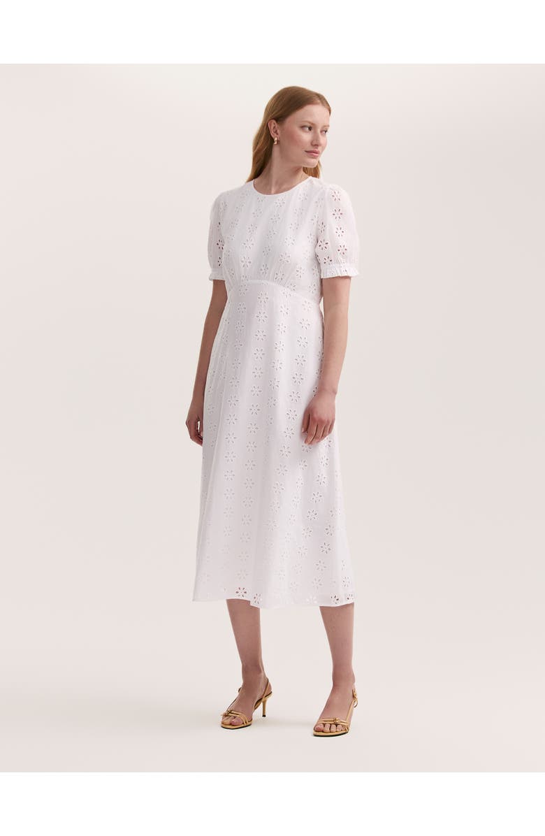 Finery London Mela Cotton Midi Tea Dress, Main, color, White