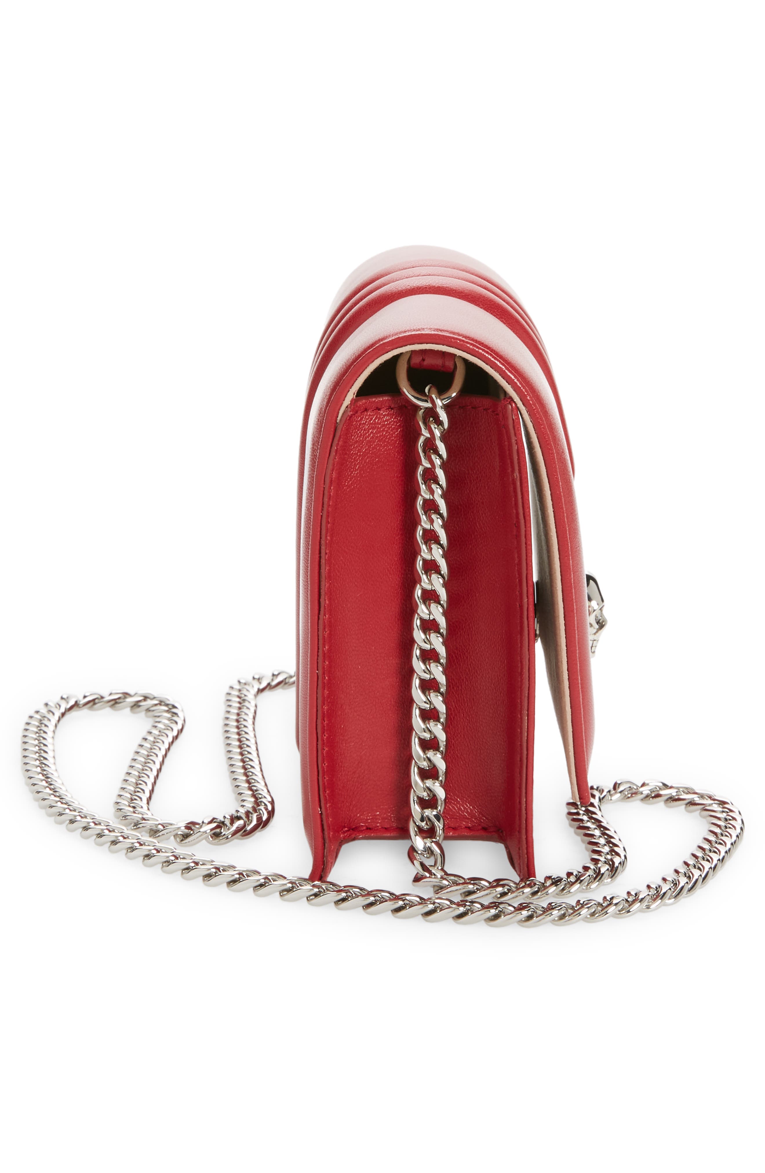 McQueen Small Skull Quilted Lambskin Bag, Alternate, color, 