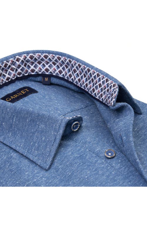 Studio Garnet Los Angeles Mélange Knit Button-down Shirt In Blue