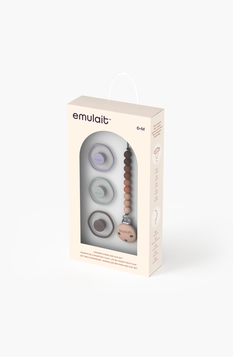 Emulait 3-Pack Pacifier and Clip Gift Set, Alternate, color, Multicolor Pack