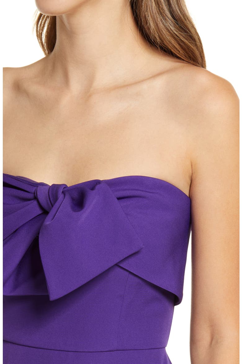 Bow Strapless Sheath Cocktail Minidress, Alternate, color, PURPLE