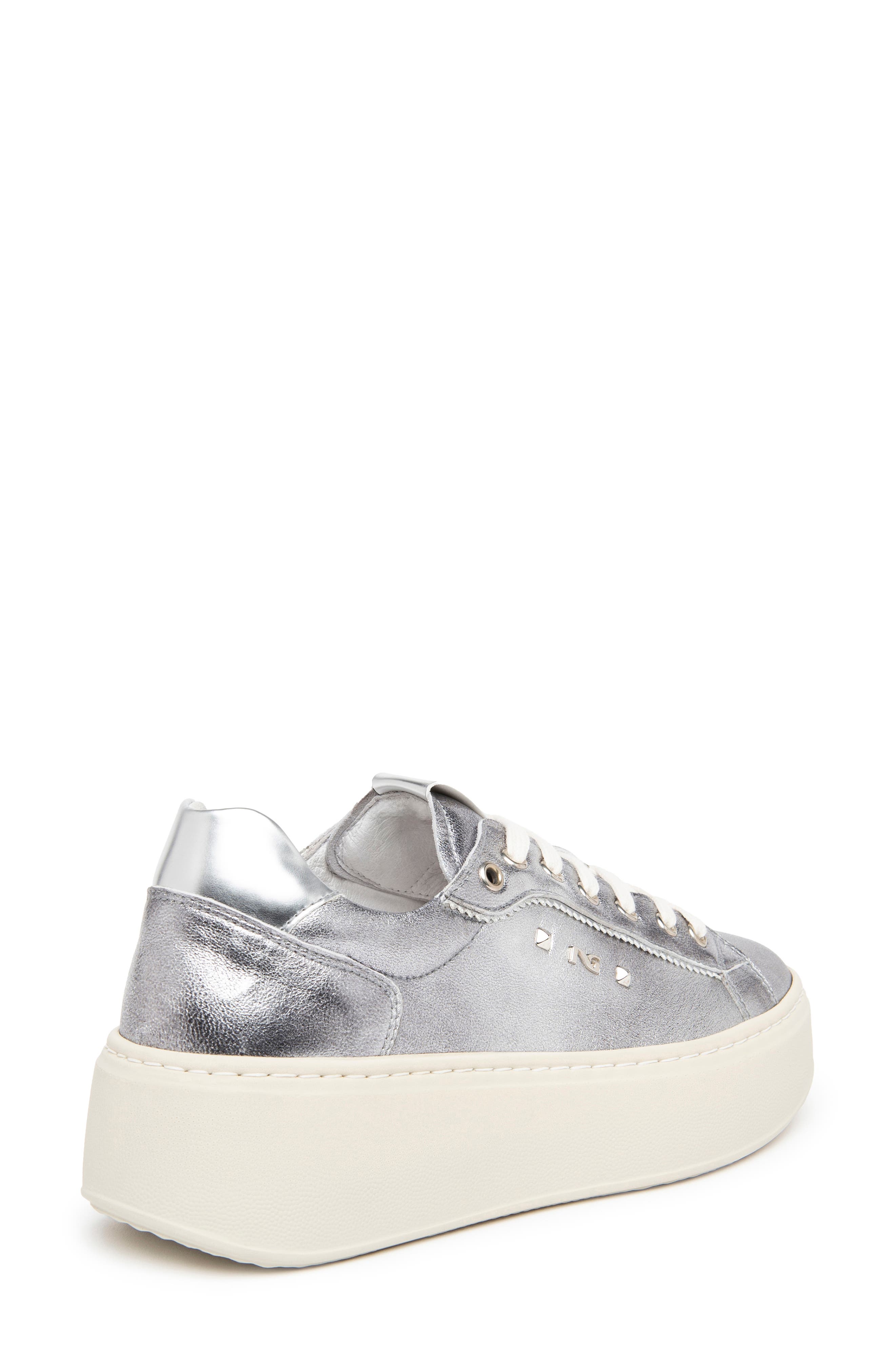 NeroGiardini Metallic Platform Sneaker, Alternate, color, Silver