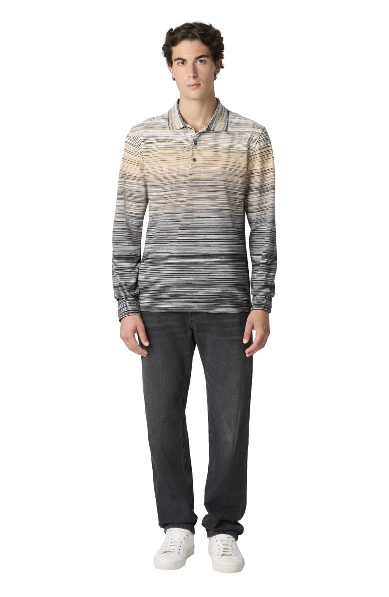 Missoni Long Sleeve Polo With Flame Knit, Main, color, Grey