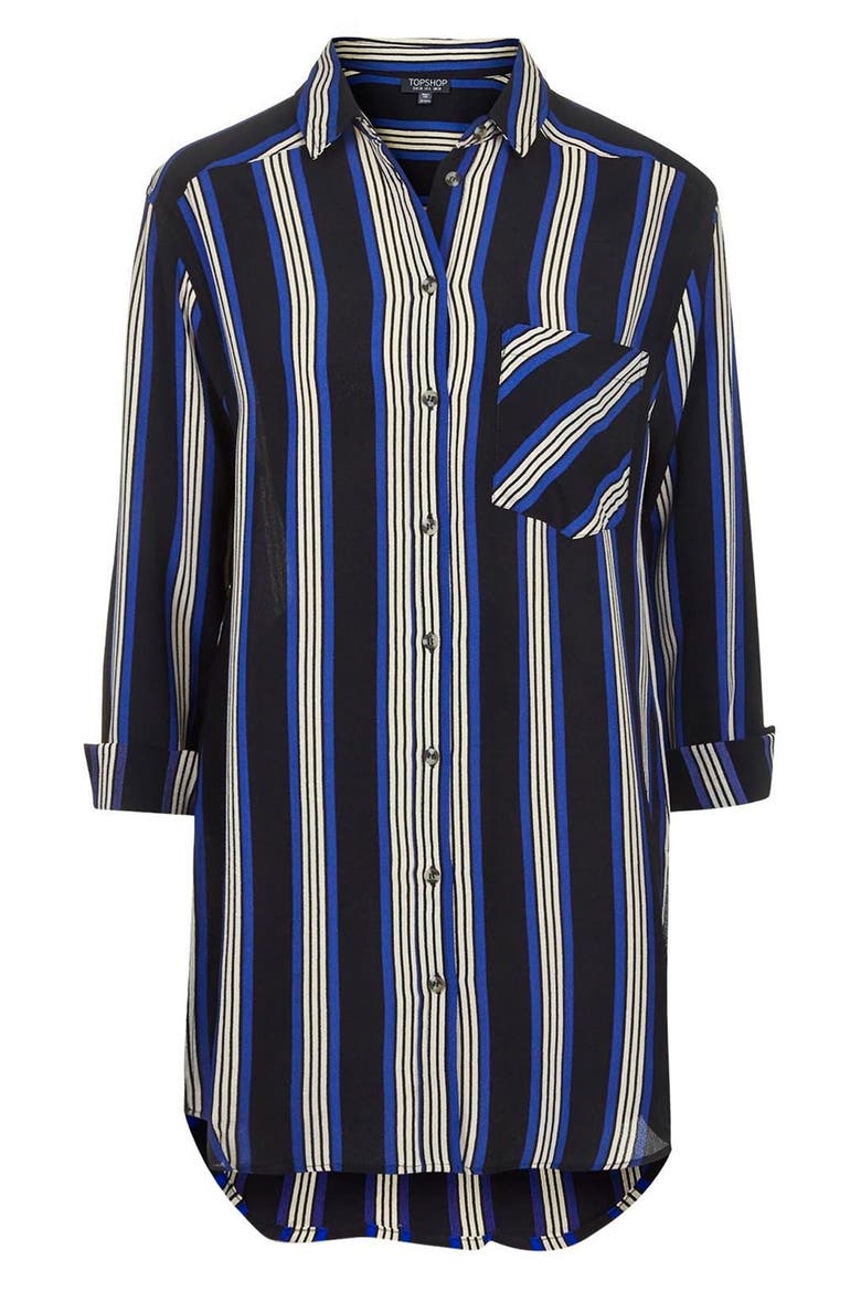 Oversize Stripe Shirt, Alternate, color, BLUE