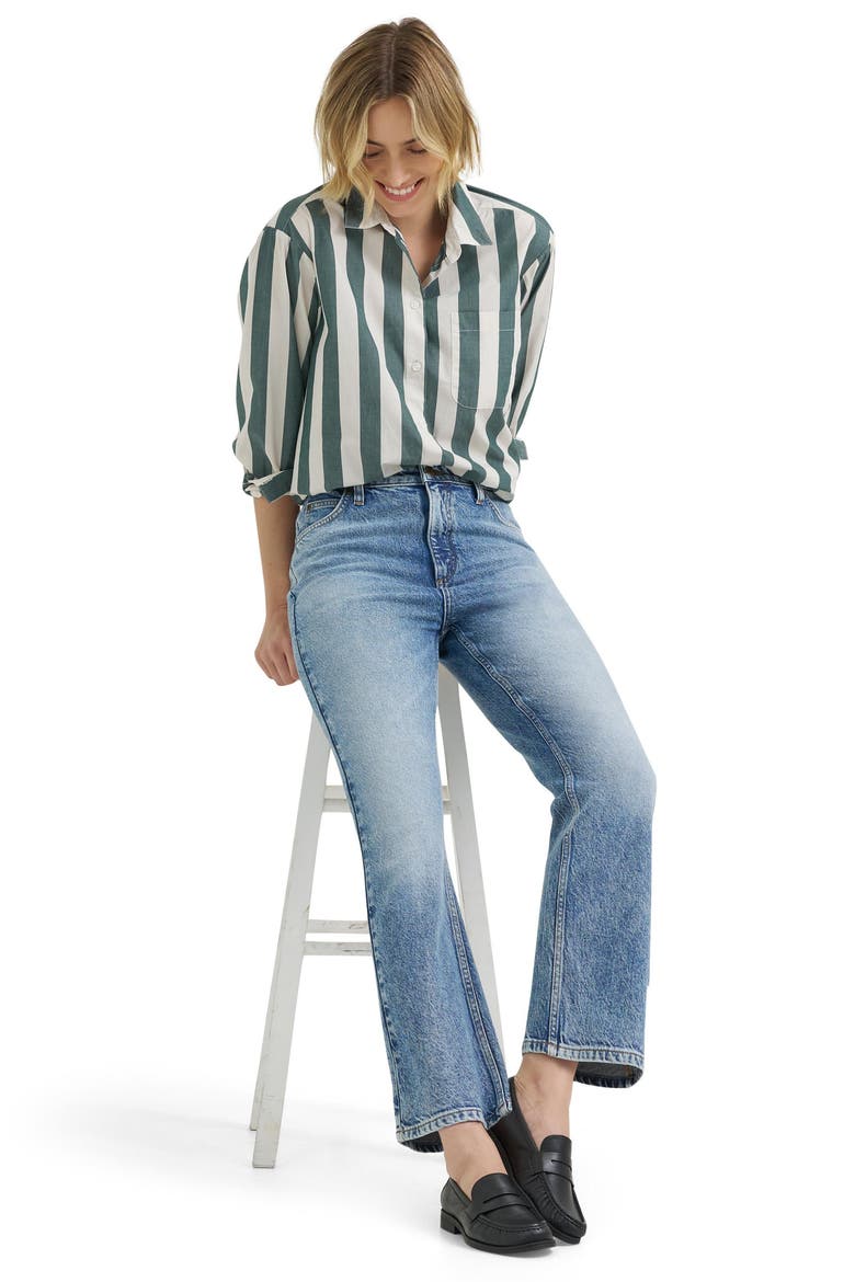High Waist Kick Bootcut Jeans, Alternate, color, PARTLY IN BLUE