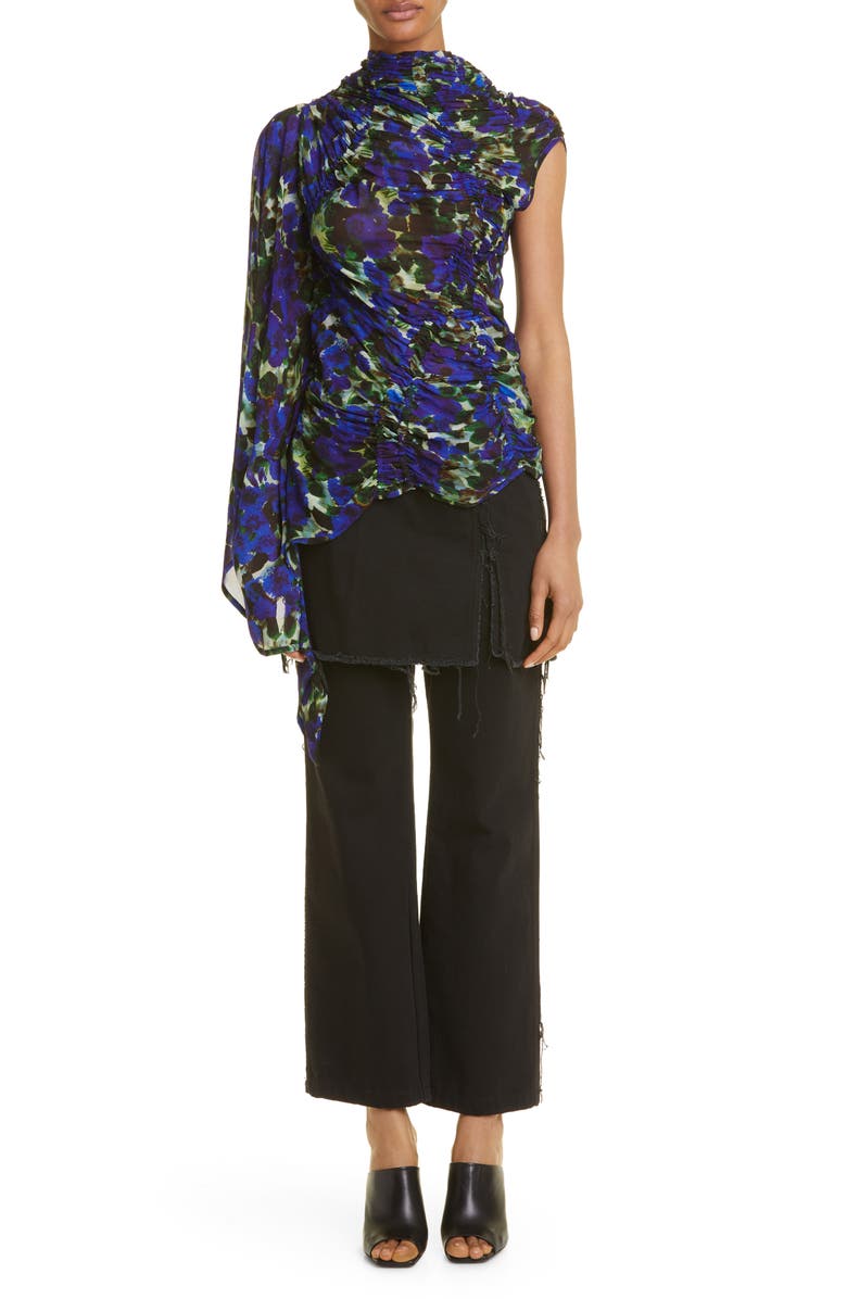 Dries Van Noten Carmine Ruched Asymmetric Blouse, Alternate, color, 