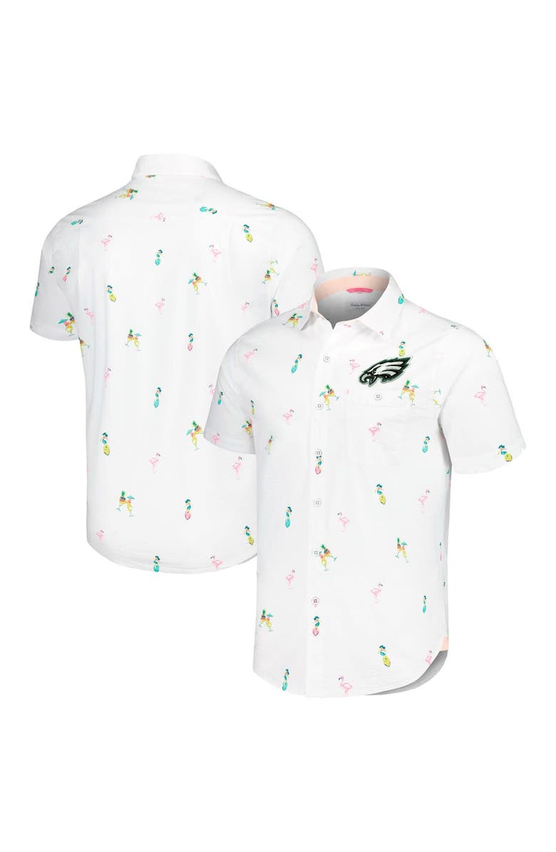 Tommy Bahama Men's Tommy Bahama White Philadelphia Eagles Nova Wave Flocktail Button-Up Shirt, Main, color, White
