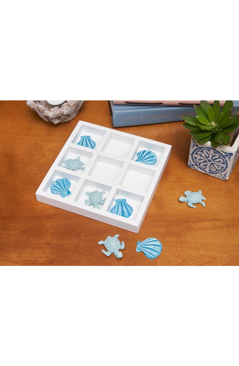Beachcombers Shell and Turtle Ticktacktoe Decorative Game, Alternate, color, Blue