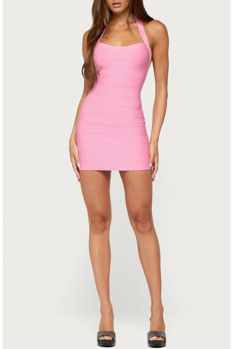 Aki Halter Neck Bandage Minidress, Main, color, PINK