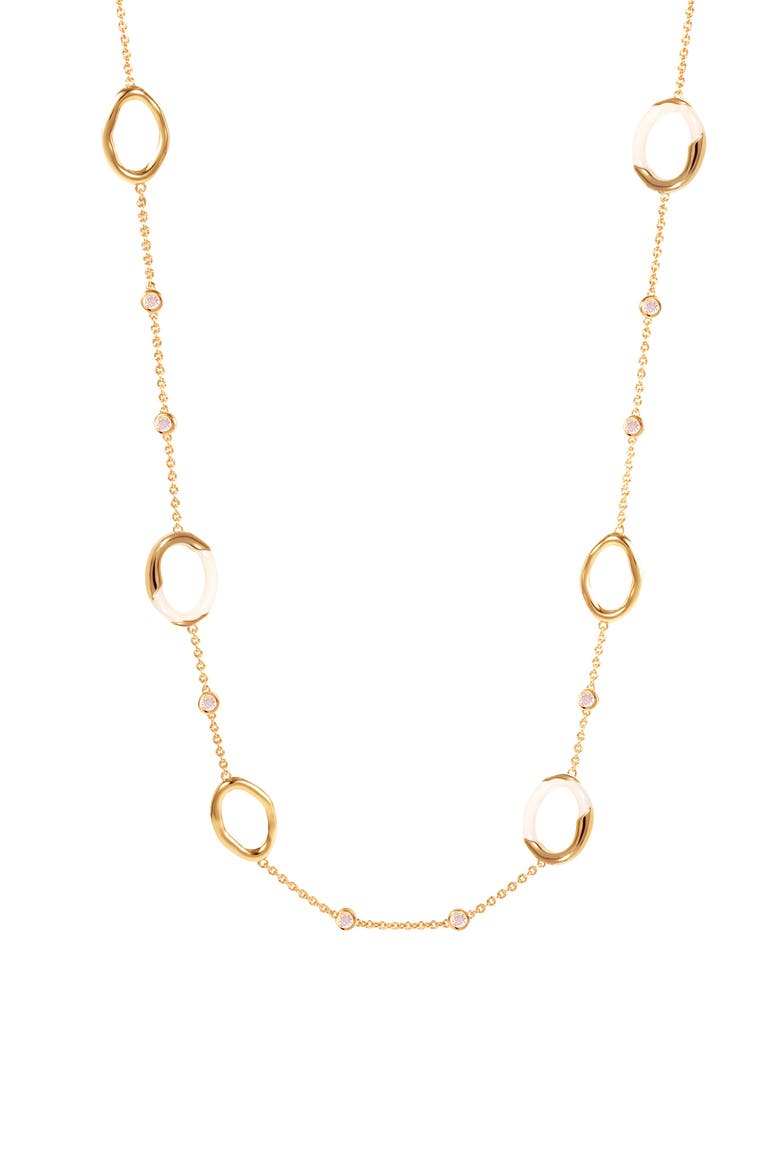 Time Ripples Necklace, Main, color, White & Gold