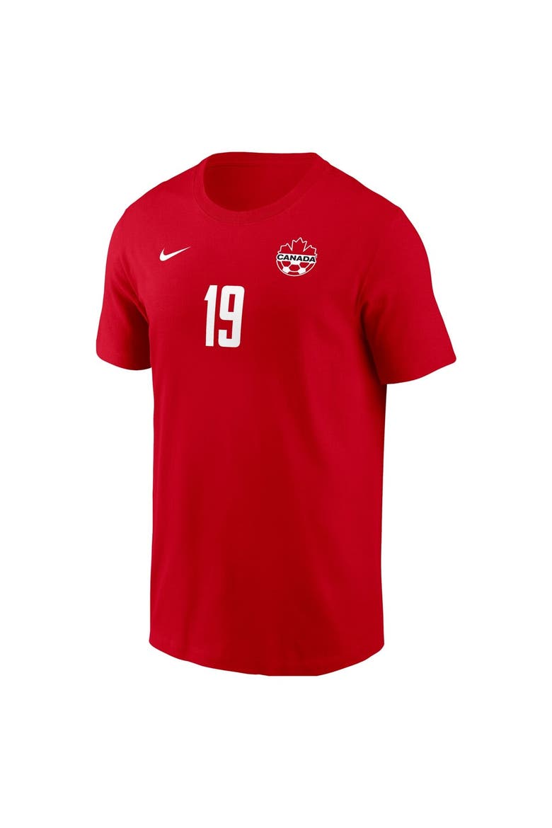 Men's Nike Alphonso Davies Red Canada Soccer Home Name & Number T-Shirt, Alternate, color, Red