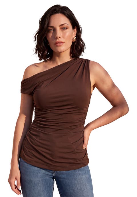 Plus Size Smoothing Convertible Off The Shoulder Ruched Top