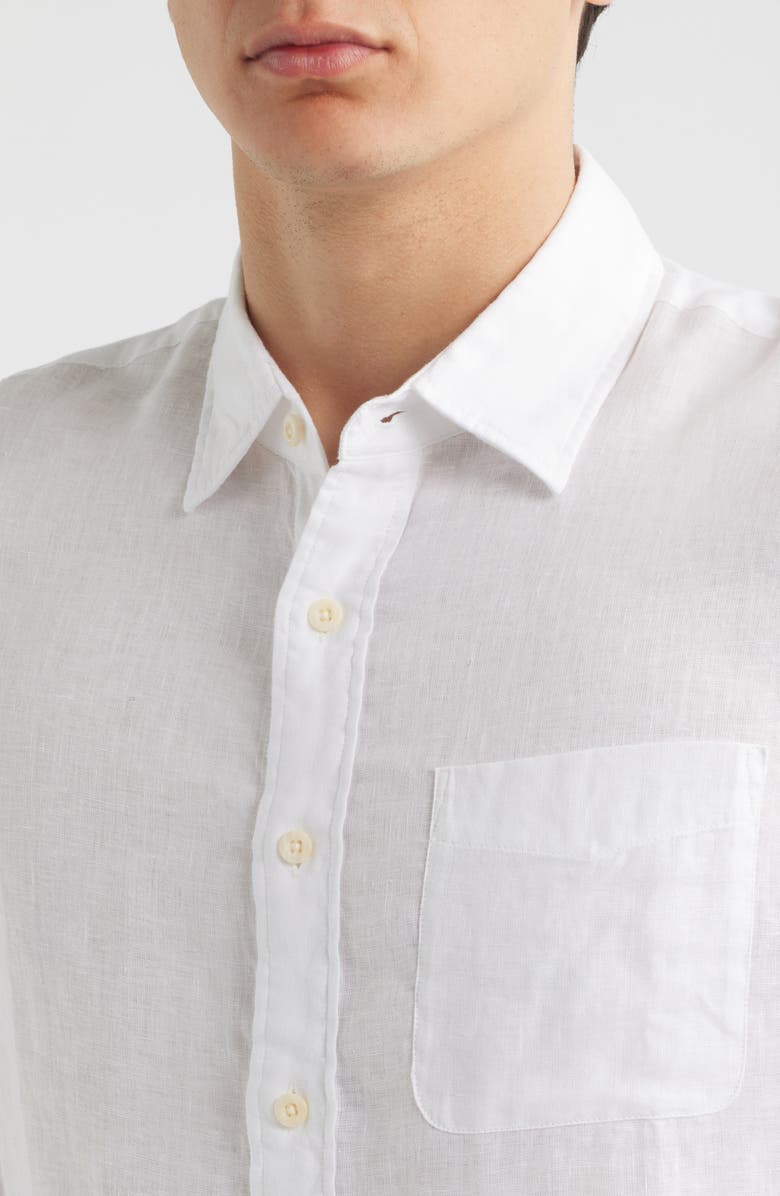 Faherty Laguna Linen Button-Up Shirt, Alternate, color, White
