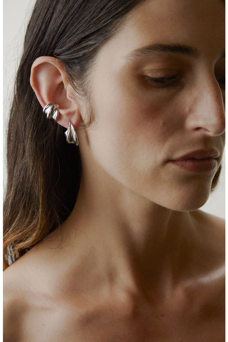 Wave Ear Cuff, Alternate, color, Silver