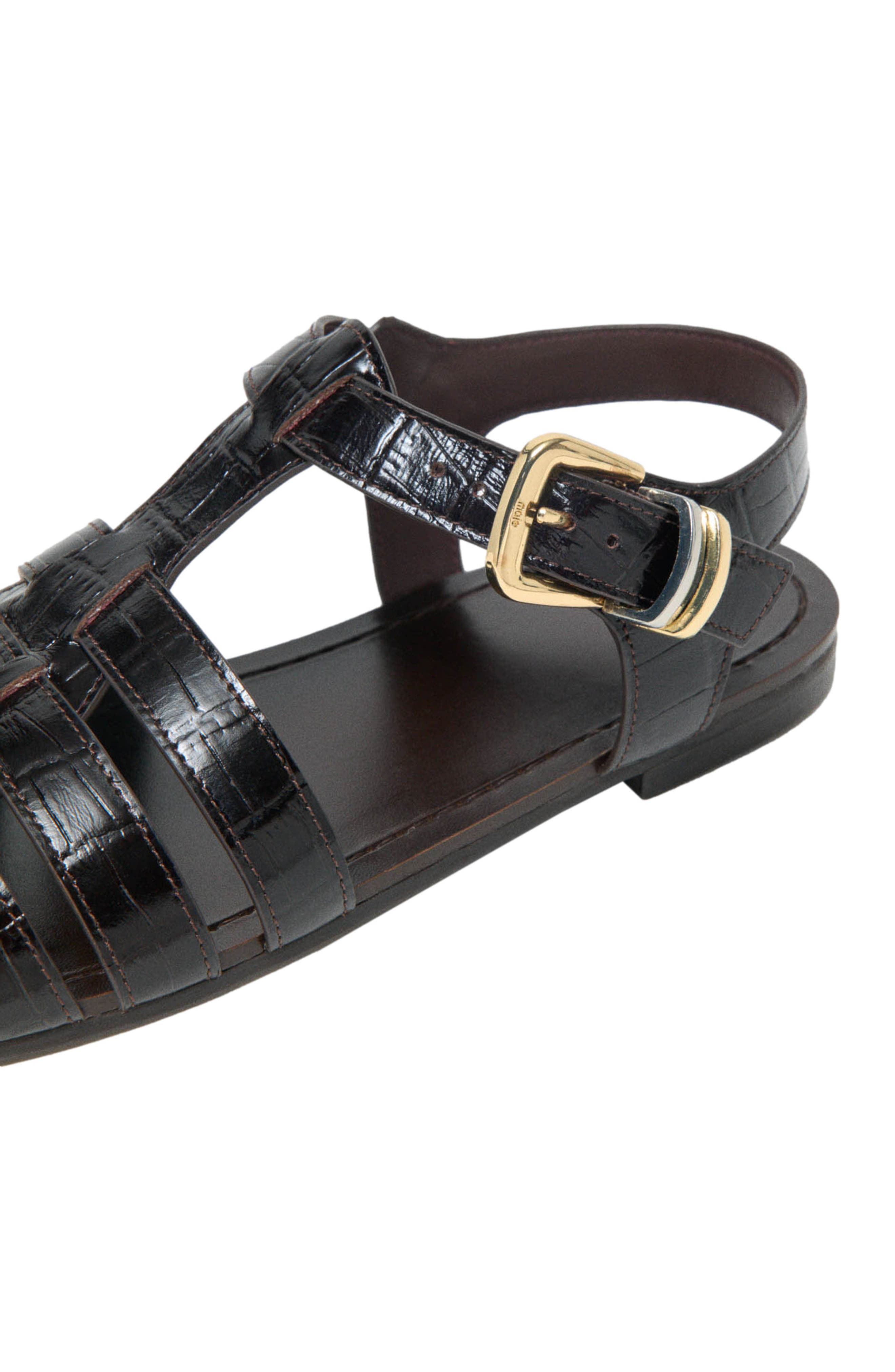 maje Multi-strap leather sandals, Alternate, color, Brown