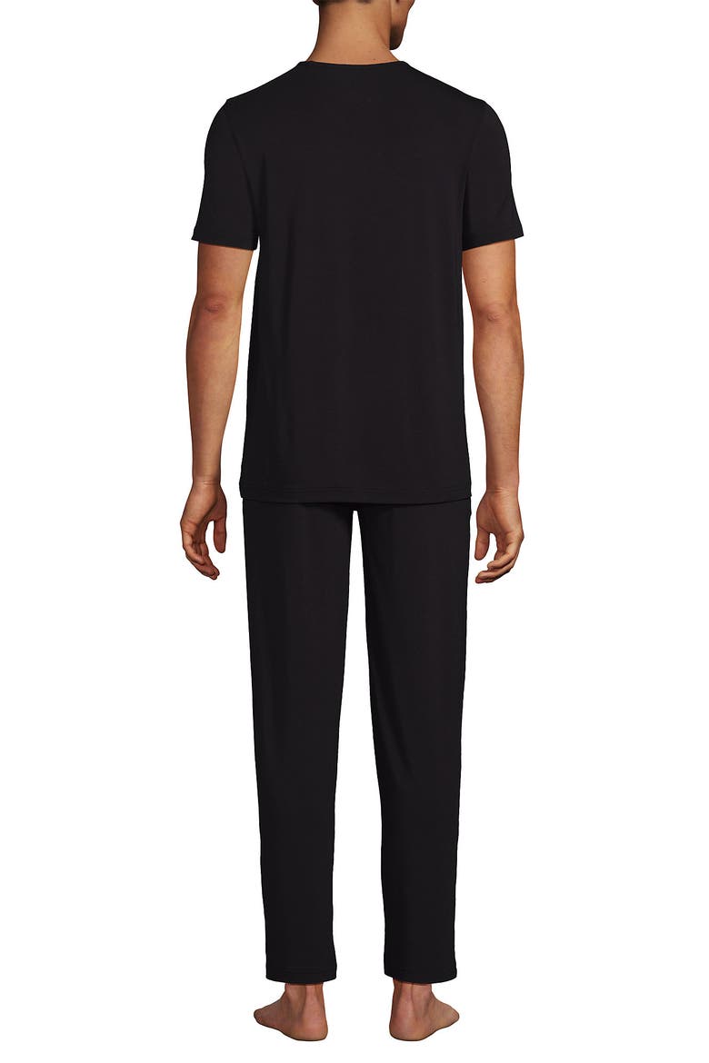 Short Sleeve Cooling Knit V-Neck Pajama Set, Alternate, color, Black