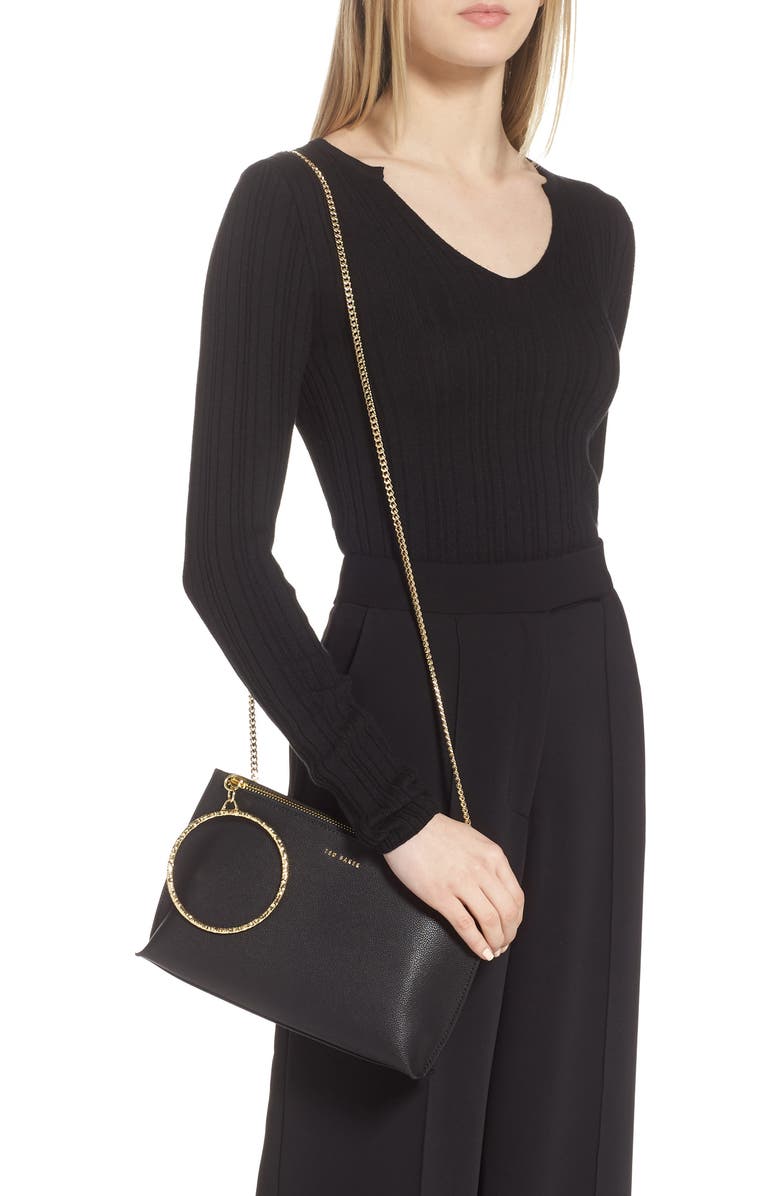 Ted Baker London Ingaah Ring Handle Leather Crossbody Bag, Alternate, color,