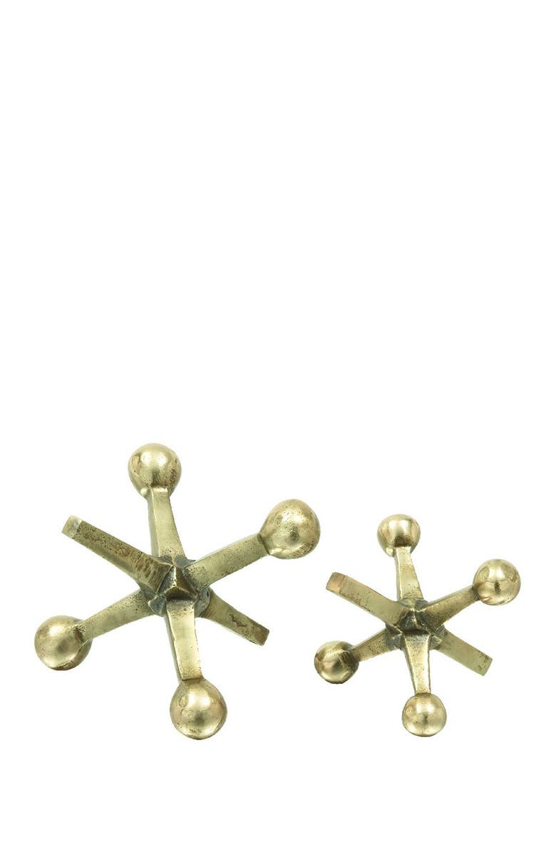 WILLOW ROW Goldtone Aluminum Jack Sculpture - Set of 2, Main, color, 