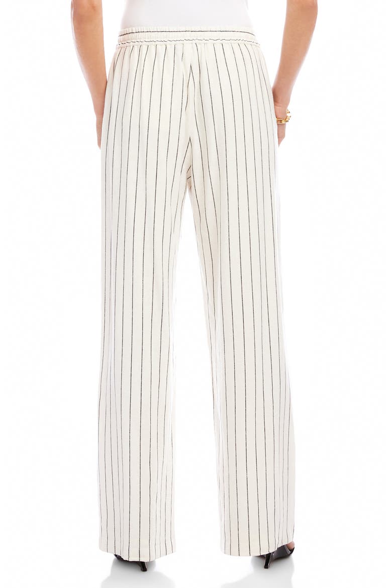 Stripe Linen Blend Wide Leg Drawstring Pants, Alternate, color, CREAM