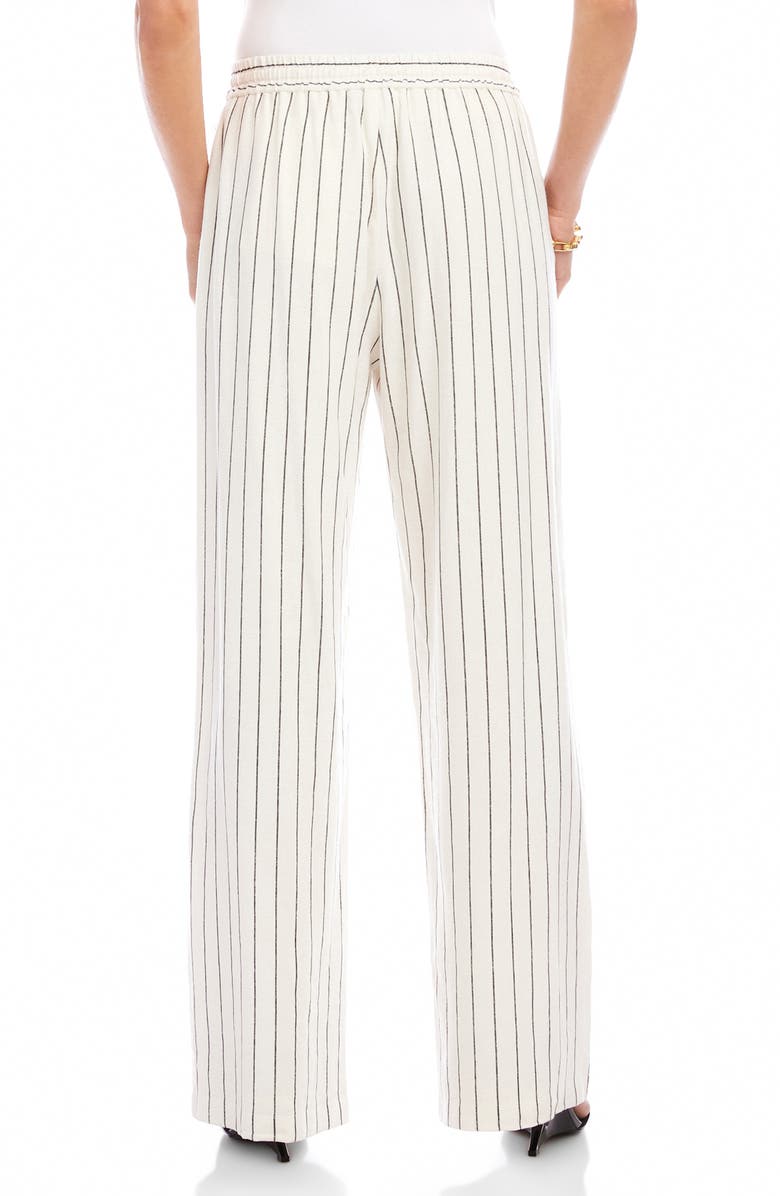 Karen Kane Stripe Linen Blend Wide Leg Drawstring Pants, Alternate, color, Cream