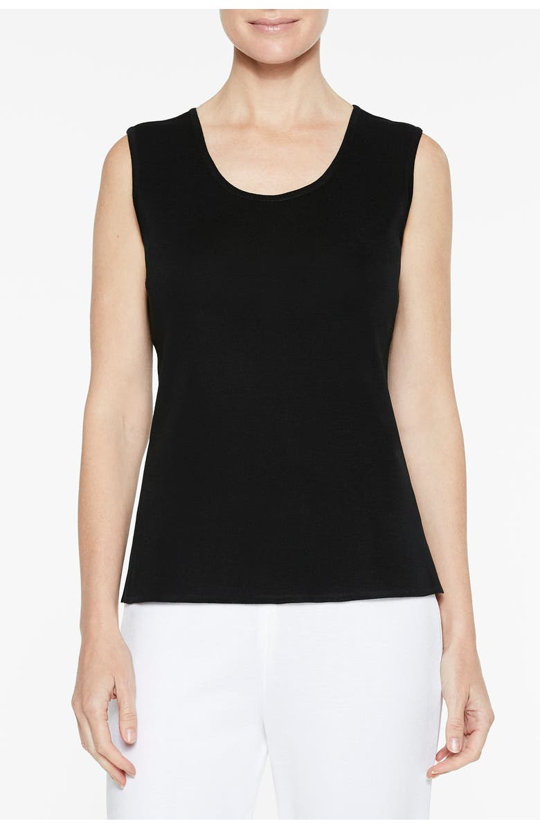 Ming Wang Mid-Length Scoop Neck Knit Tank, Alternate, color, Black