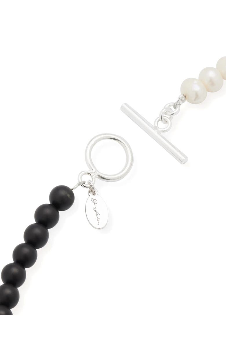 Jan Leslie Diamond Accent Sterling Silver Freshwater Pearl And Black Agate Bead Necklace, Alternate, color, Onyx