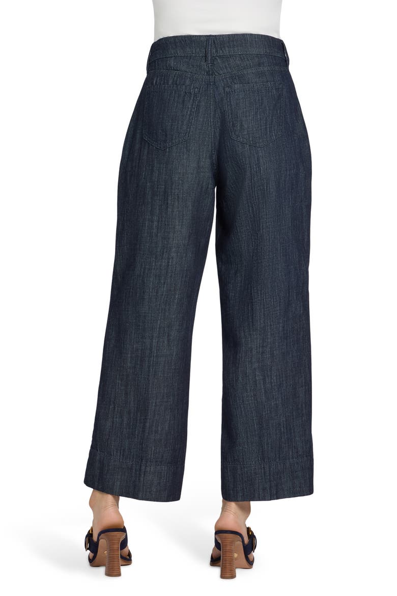 Teresa Pleated High Waist Wide Leg Ankle Jeans, Alternate, color, DARK INDIGO