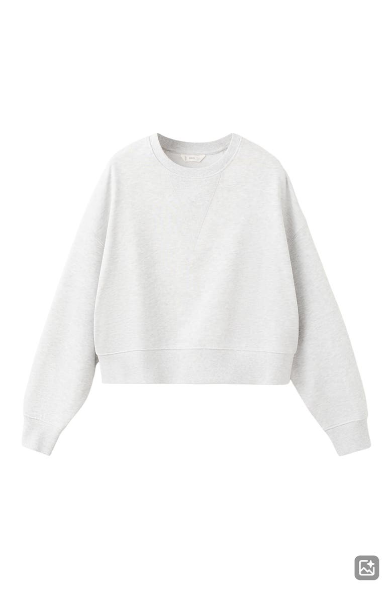 Crop Cotton Blend Sweatshirt, Alternate, color, LIGHT HEATHER GREY