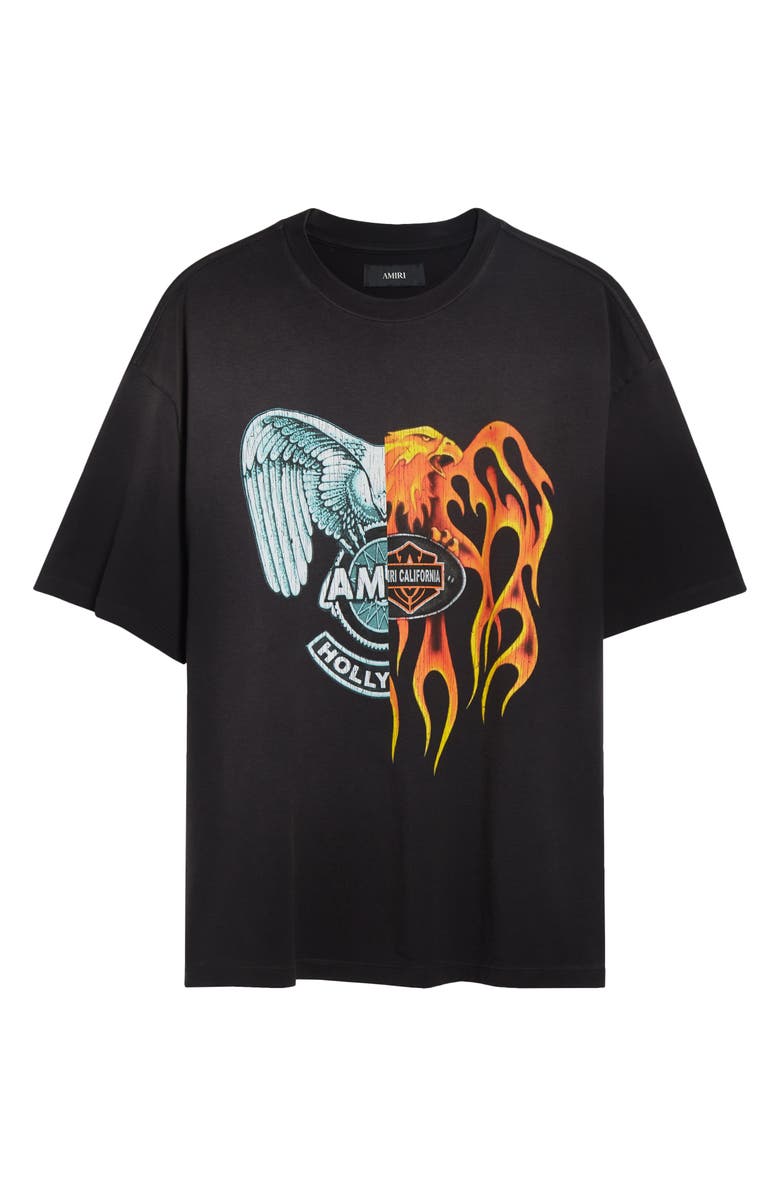 AMIRI Oversize Splice Graphic T-Shirt, Alternate, color, Black
