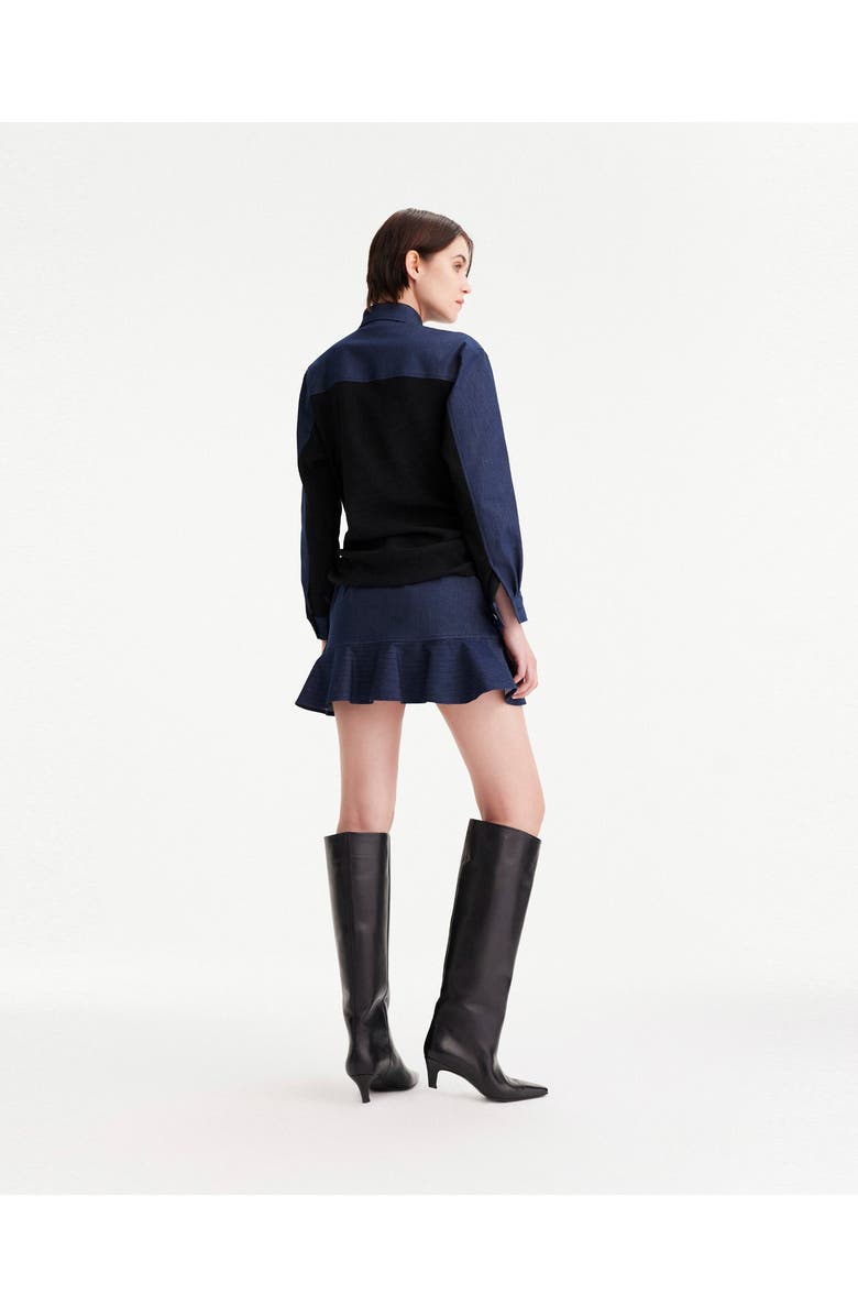 THEO The Label Demeter Denim Trapunto Hem Skirt, Alternate, color, Denim