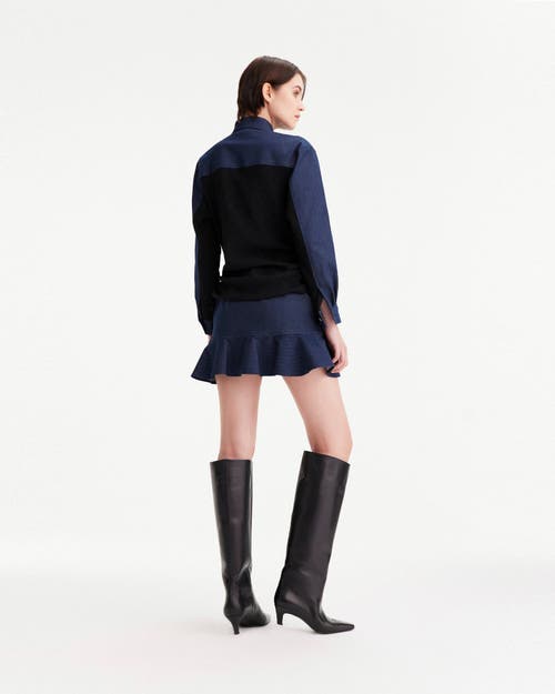 Theo The Label Women's Blue Demeter Denim Trapunto Hem Skirt In Denim